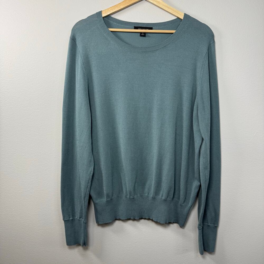 Ann Taylor Blue Crewneck Sweater Size XL Casual Office Minimalist Old Money